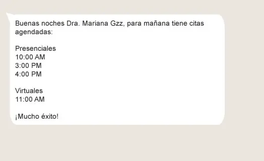 Recordatorio a doctores