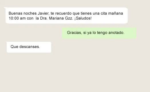 Recordatorio a paciente